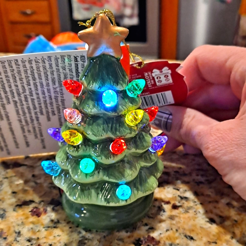 Vintage style mini lighted Christmas tree